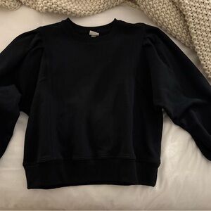 a new day Black Puff Sleeve Crewneck Sweatshirt